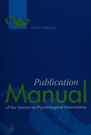 Cover of: Publication Manual of the American Psychological Association by 