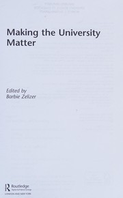 Cover of: Making the university matter