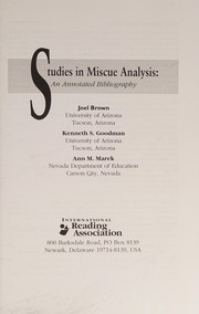 Cover of: Studies in Miscue Analysis by 