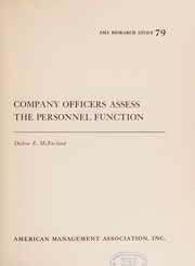 Cover of: Company officers assess the personnel function