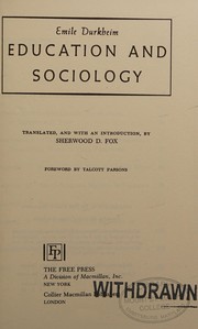 Cover of: Education and sociology