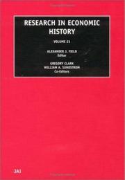 Cover of: Research in Economic History, Volume 21 (Research in Economic History)