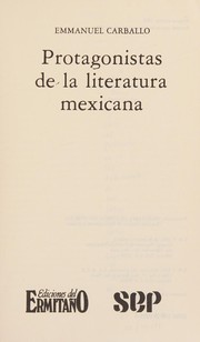Cover of: Protagonistas de la literatura mexicana