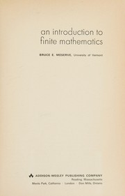 Cover of: An introduction to finite mathematics