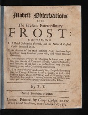 Modest observations on the present extraordinary frost by Thomas Tryon