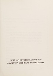 Cover of: Index of differentiations for commonly used herb formulations
