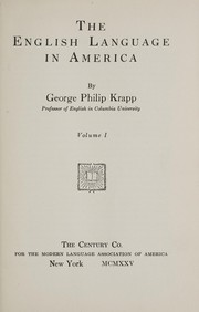 Cover of: The English language in America