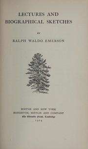 Cover of: Lectures and biographical sketches