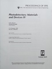 Cover of: Photodetectors: materials and devices IV : 27-29 January 1999, San Jose, California