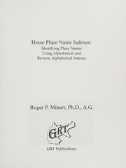 Cover of: Hesse place name indexes: identifying place names using alphabetical and reverse alphabetical indexes