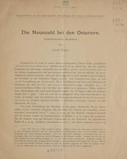 Cover of: Die Neunzahl bei den Ostariern: Kulturhistorische Analekten. (Separatabdruck aud I. philol. Abhandlungen für H. Schweizer-Sidler)