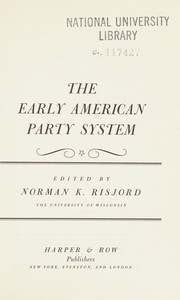 Cover of: The early American party system