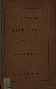 Cover of: Platonis Menexenus by 