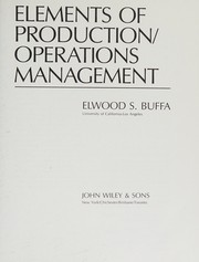 Cover of: Elements of production/operations management