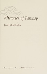 Cover of: Rhetorics of fantasy