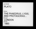 Cover of: The Phaedrus, Lysis, and Protagoras of Plato