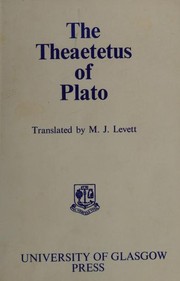 Cover of: The Theaetetus of Plato by Πλάτων