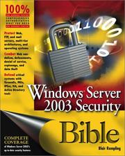 Cover of: Windows Server 2003 security bible by Blair Rampling