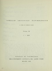 Cover of: Spoglio lessicale papirologico