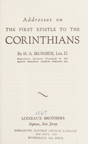 Cover of: Addresses on the First Epistle to the Corinthians