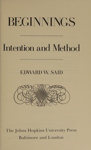 Cover of: Beginnings by Edward W. Said