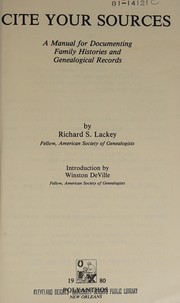 Cover of: Cite Your Sources by Richard S. Lackey