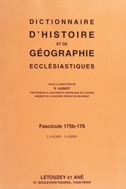 Cover of: Dictionnaire d'histoire et de géographie ecclésiastiques: Fascicule 175b-176, Langhe-Lashio