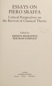 Cover of: Essays on Piero Sraffa by edited by Krishna Bharadwaj, Bertram Schefold.