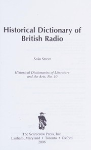 Cover of: Historical dictionary of British radio
