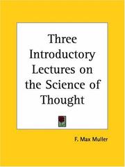 Cover of: Three Introductory Lectures on the Science of Thought