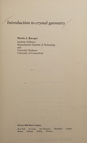 Cover of: Introduction to crystal geometry