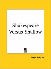 Shakespeare versus Shallow by Hotson, Leslie