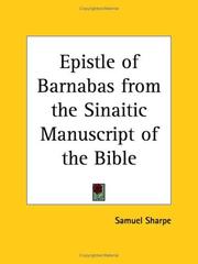 Cover of: Epistle of Barnabas from the Sinaitic Manuscript of the Bible