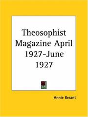Cover of: Theosophist Magazine April 1927-June 1927