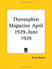 Cover of: Theosophist Magazine April 1929-June 1929