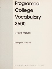 Cover of: Programmed College Vocabulary 3600 by George W. Feinstein