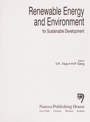 Cover of: Renewable Energy and Environment for Sustainable Development