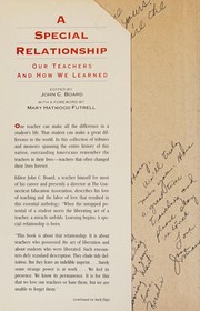 Cover of: A Special relationship: our teachers and how we learned
