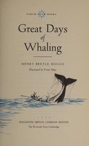 Cover of: Great days of whaling.