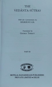 Cover of: The Vedânta sûtras