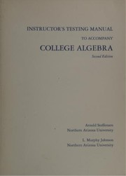 Cover of: Instructor's Testing Manual to Accompany College Algebra