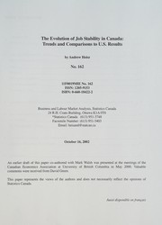 Cover of: The evolution of job stability in Canada: trends and comparisons to U.S. results