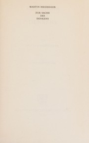 Cover of: Zur sache des denkens. by Martin Heidegger