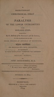 Cover of: A probationary chirurgical essay on paralysis of the lower extremities from diseased spine