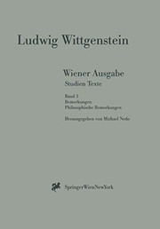 Cover of: Wiener Ausgabe Studien Texte: Band 3: Bemerkungen. Philosophische Bemerkungen