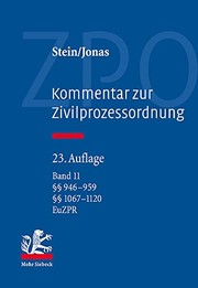 Cover of: Kommentar Zur Zivilprozessordnung : Band 11: §§ 946-959, 1067-1120, EuZPR