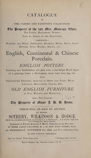 Cover of: English, continental & Chinese porcelain, English pottery; old English furniture