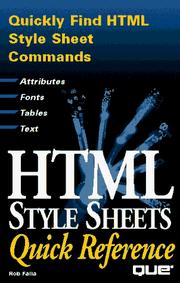 Cover of: HTML style sheets quick reference