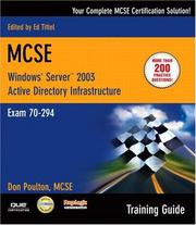 Cover of: MCSE 70-294 Training Guide: Planning, Implementing, and Maintaining a Microsoft Windows Server 2003 Active Directory InfraStructure