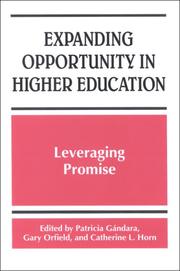 Cover of: Expanding opportunity in higher education: leveraging promise